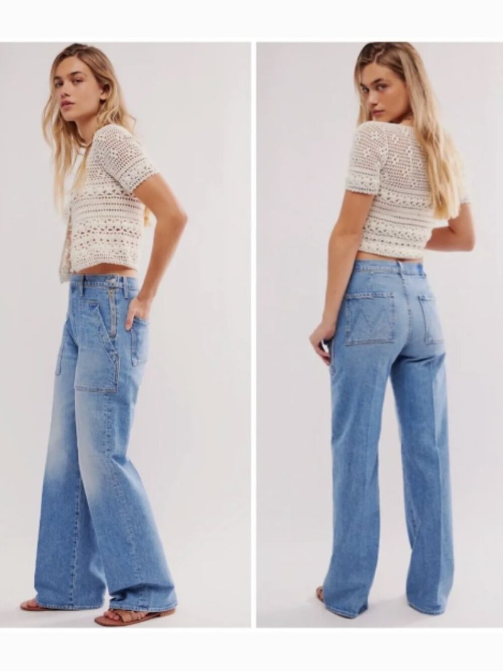 Mother Superior The Patch Lasso Heel Never Let Go Slouch Wide Leg Jeans 28